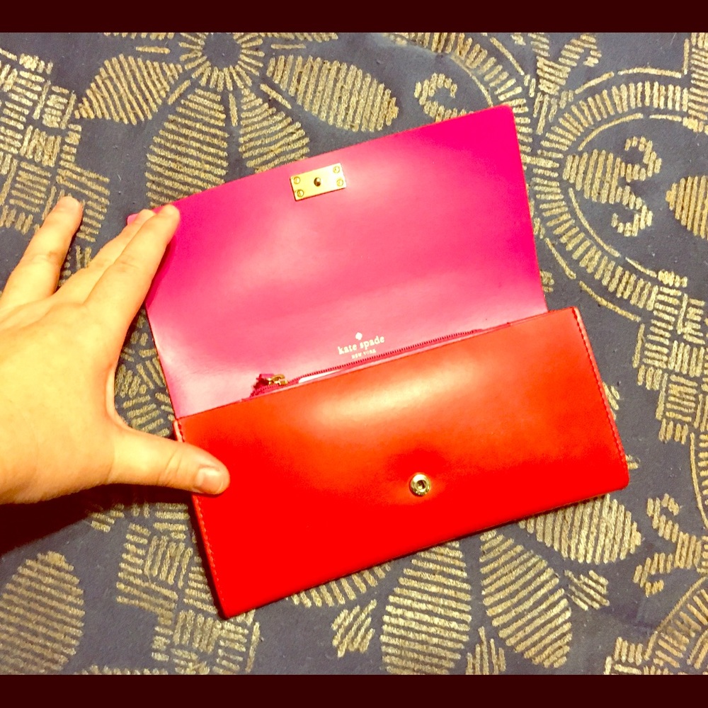 ♠️💯 AUTHENTIC Kate Spade Red & Pink wallet ♠️❤️